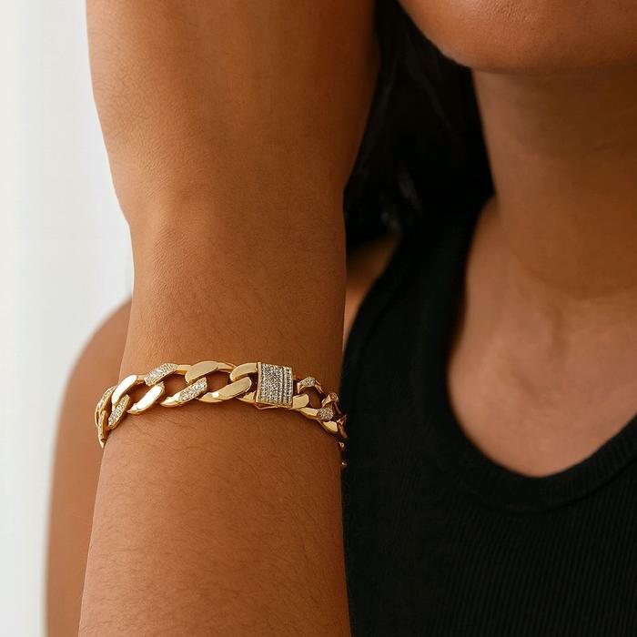 Cuba Chain Diamond Bracelet 18K / Gelang Berlian Cuba Chain 18K / Diamond Jewelry-1GB2494SDNEW-HT