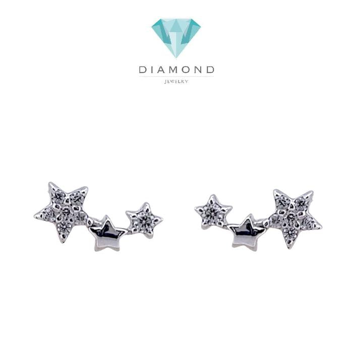 Triple Star Gold Earring 750K / Anting Emas Tiga Bintang 750K / Diamond Jewelry 407AMS102LS-HT