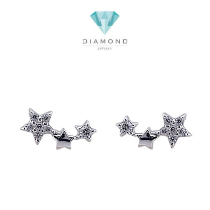 Triple Star Gold Earring 750K / Anting Emas Tiga Bintang 750K / Diamond Jewelry 407AMS102LS-HT