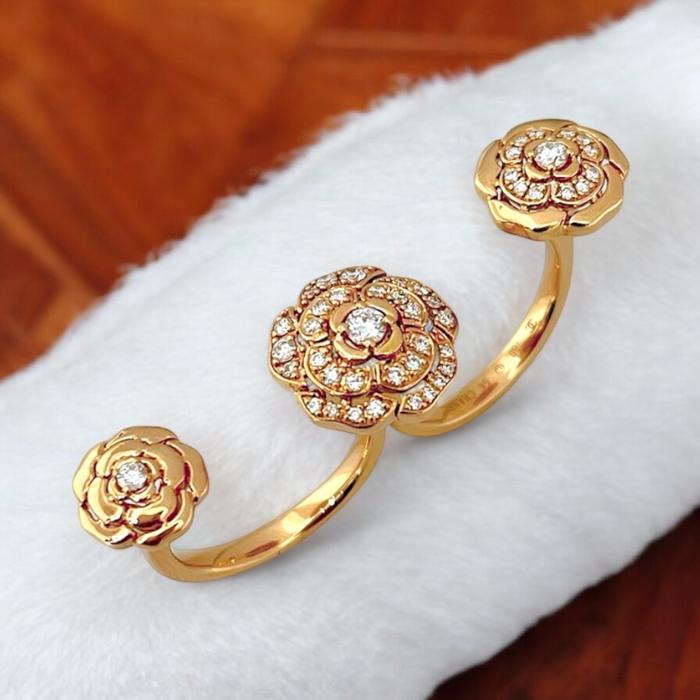 Camelia diamond flowerRing chn 18k / Diamond Jewelry/ Cincin Emas Perhiasan Berlian