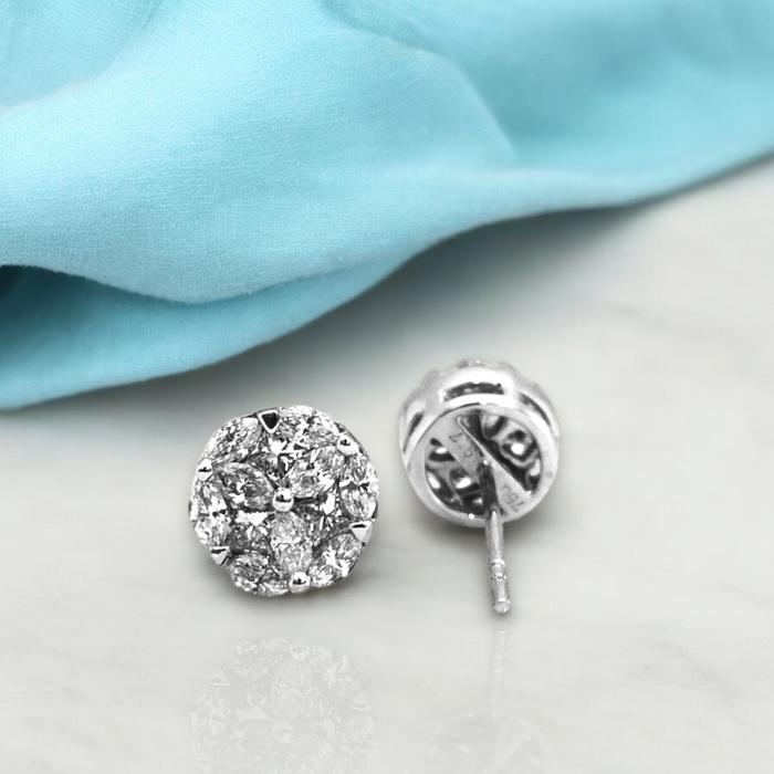 Flower Round esperansa diamond earring/anting berlian bunga espera-18k-Diamond Jewelry