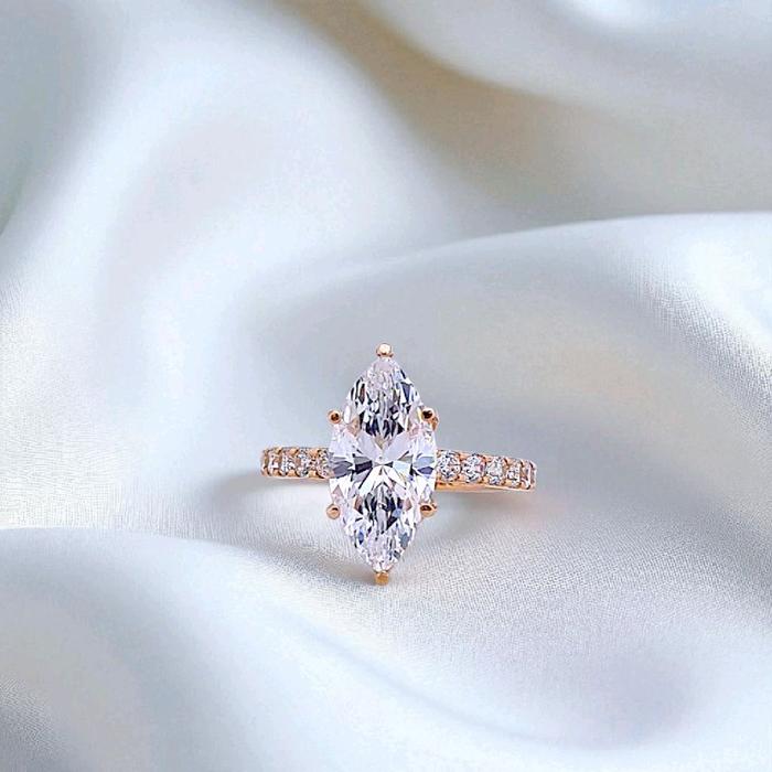 Marquise Zirkon Gold Ring 750K / Cincin Emas Marqis Zirkon 750K / Diamond Jewelry-HT-412CMS257LS