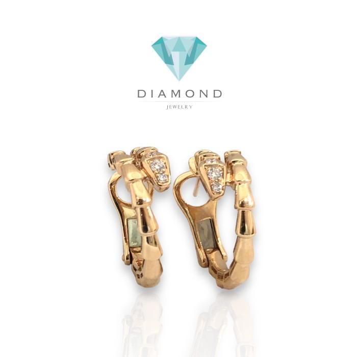 Ulo diamond earring hoop 18k rose gold serpent-Diamond jewelry