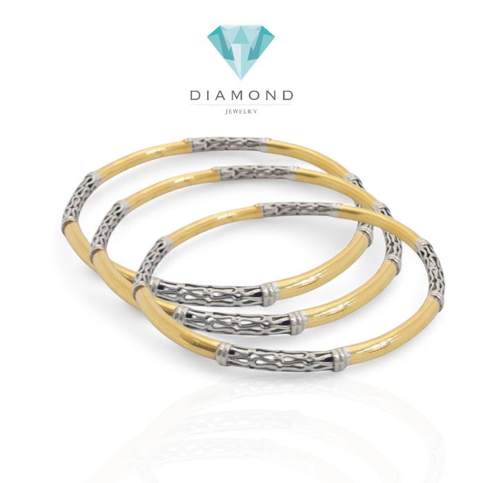 Gelang Emas Keroncong 2 Warna 22K-Diamond Jewelry-400GMSLS-HT