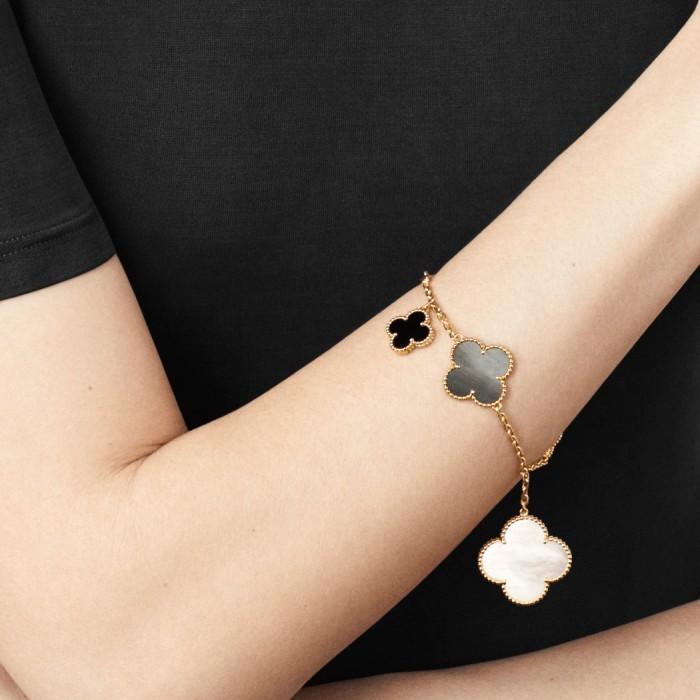 Magic Clover MOP Onyx mix  bracelet Diamond Jewelry
