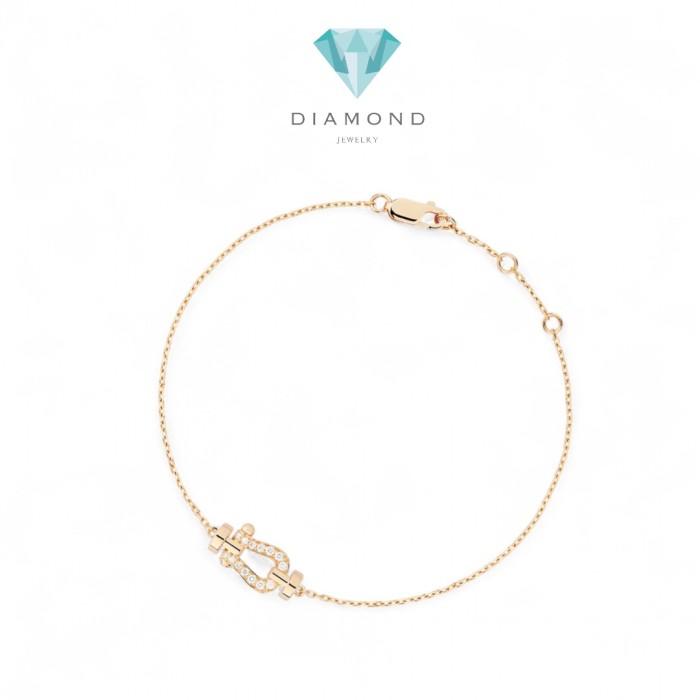 Horseshoe rose gold bracelet 18k pave diamond-Diamond Jewelry