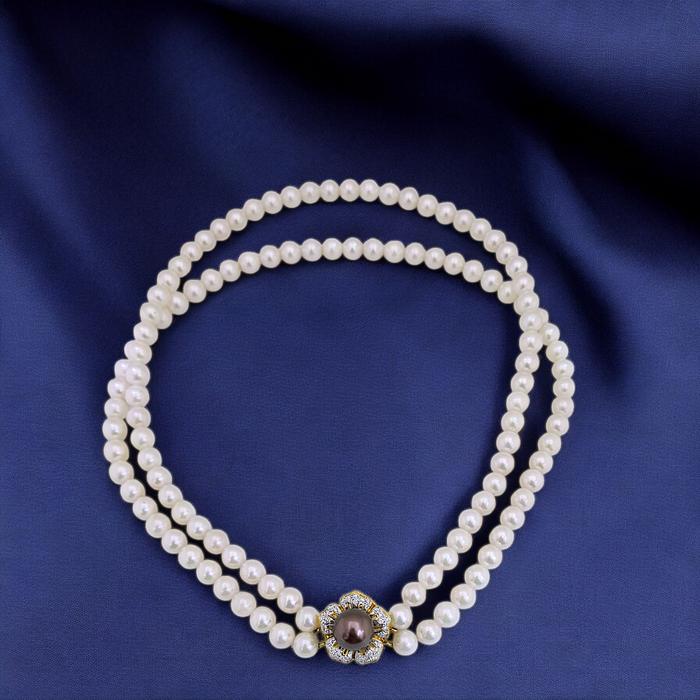 Flower Pearl  AKOYA Diamond Necklace 18K / Diamond Jewelry
