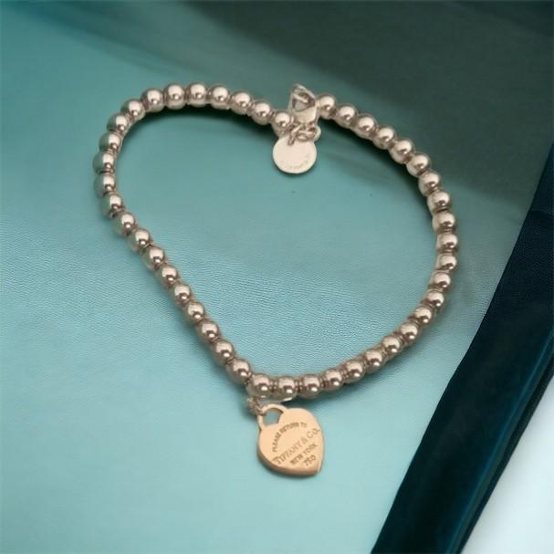 Beads perlee Heart Tag T bracelet 18k Gold-Diamond Jewelry-258GBD2600CHLS