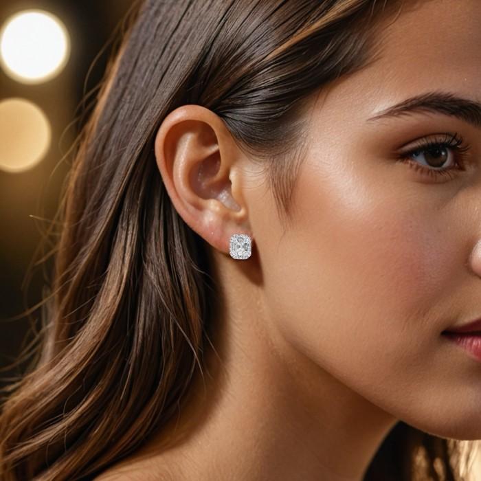 Baguette round diamond Earring 18k-Diamond Jewelry