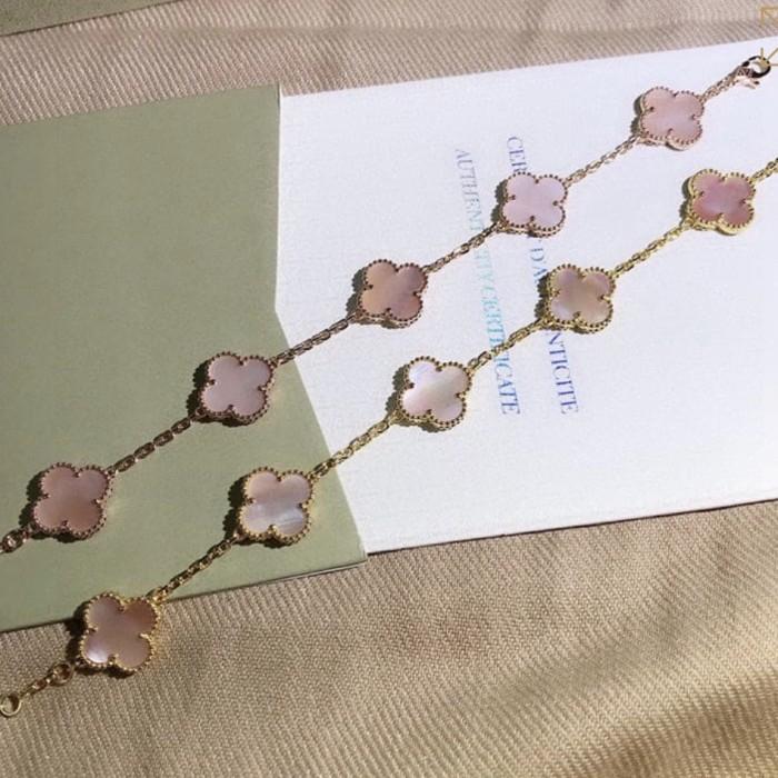 Mop Clover Alhambra Pink Pearl Bracelet 18K Gold-Diamond Jewelry-77GBD69000ABLS-HT