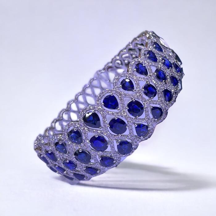 Sapphire Blue Royal Diamond Bangle-Diamond Jewelry