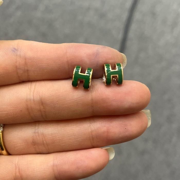 Small Pendant H Ceramic Green Necklace & Earring 18K/Kalung & Anting Gold Fashion Diamond Jewelry-161KMSSM285RY/356ABD256RY-HT