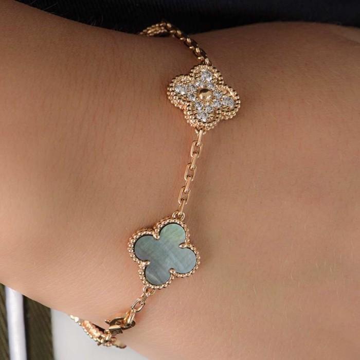 Clover grey pearl and diamond 18k -Diamond Jewelry