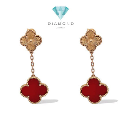 Long Clover Red Charnelian Earring 18K / Diamond Jewelry 384ABD1627RY-HT