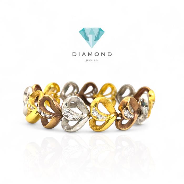 Gelang Emas 2 Warna 23K Diamond Jewelry-75GMS34WP-HT