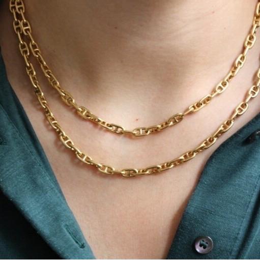 Hermes d'ancher small chain 18K gold Diamond Jewelry
