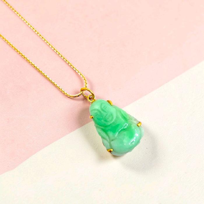 Jade Buddha Pendants 23K / Liontin Jade Buddha 23K / Diamond Jewelry / 190LMSWP5