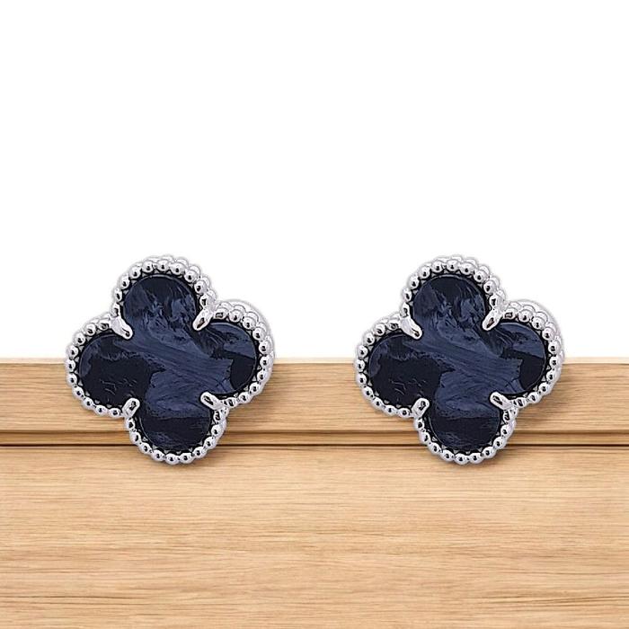 Clover Pietersite vintage Earring 18K / Diamond Jewelry