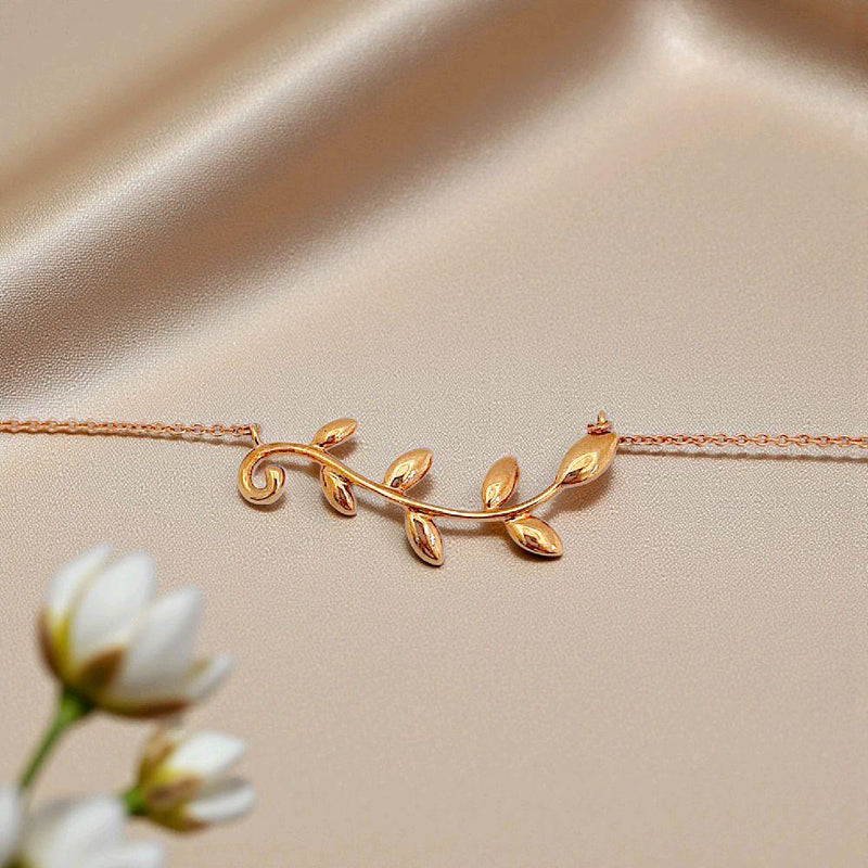 Leaf Necklace 18K / Kalung Daun 18K / Diamond Jewelry 422KBD486RY - HT