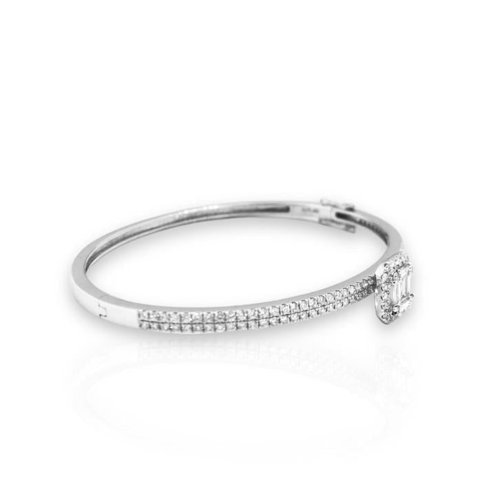 Baguette Half Diamond Bangle 18K Diamond Jewelry-1GBKV11300WP-HT
