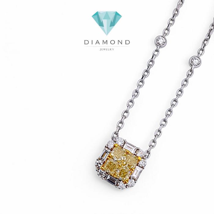 Yellow diamond pendant white gold 18k-Diamond Jewelry