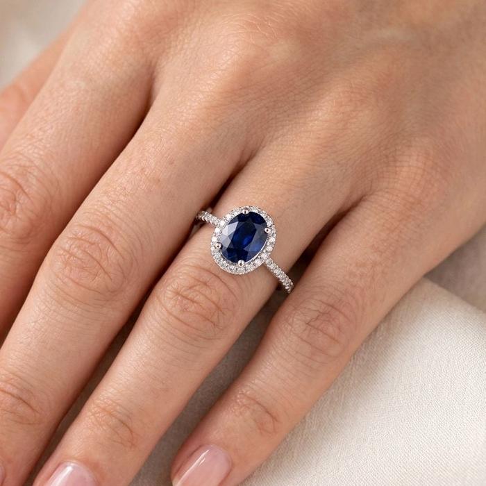 Blue Sapphire Diamond Ring 18K / Cincin Berlian Blue Sapphire 18K / Diamond Jewelry / 130BC60500AB