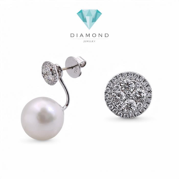 Pearl Diamond Earrings duo diamond south sea 18K / Diamond Jewelry