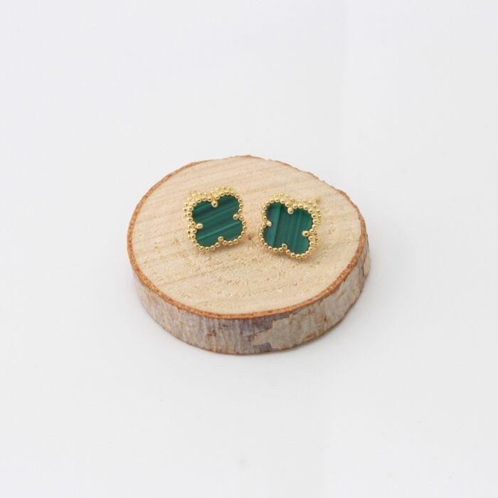 Malachite Clover Green Vintage 18K Gold Diamond Jewelry/Necklace/vintgae Earring/Sweet Earring/Bracelet -387KBD300LS/352ABD829RY/394ABD2500LS/454GBD4000LS-HT