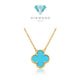 Turqoise Blue Clover Vintage Necklace 18K-Diamond Jewelry-199KMSSM385RY-(1000HT)