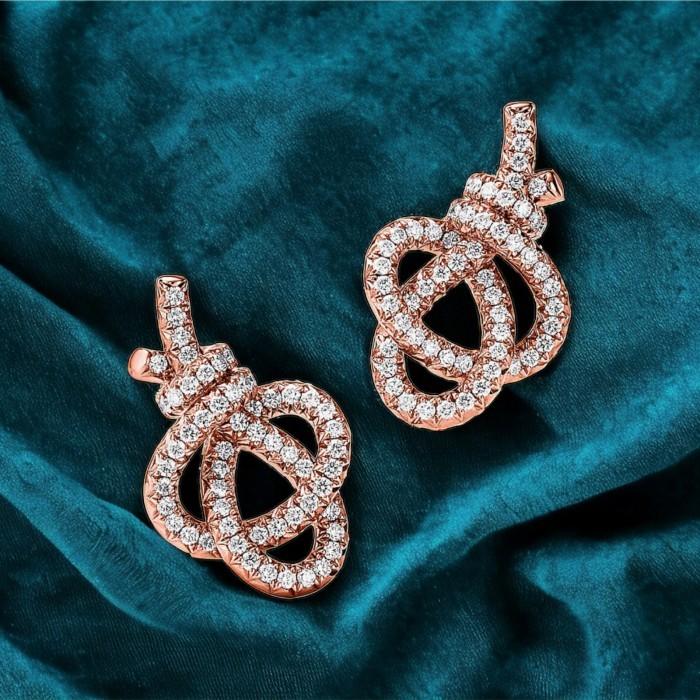 Knot diamond rose gold 18k earring-Diamond Jewelry