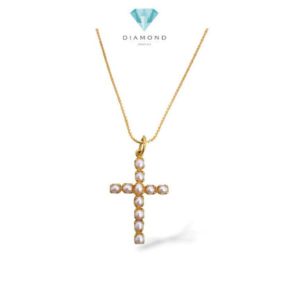 Pearl Of Cross Pendant 23K / Liontin Salib Mutiara 23K / Diamond Jewelry / 211LMSWP3