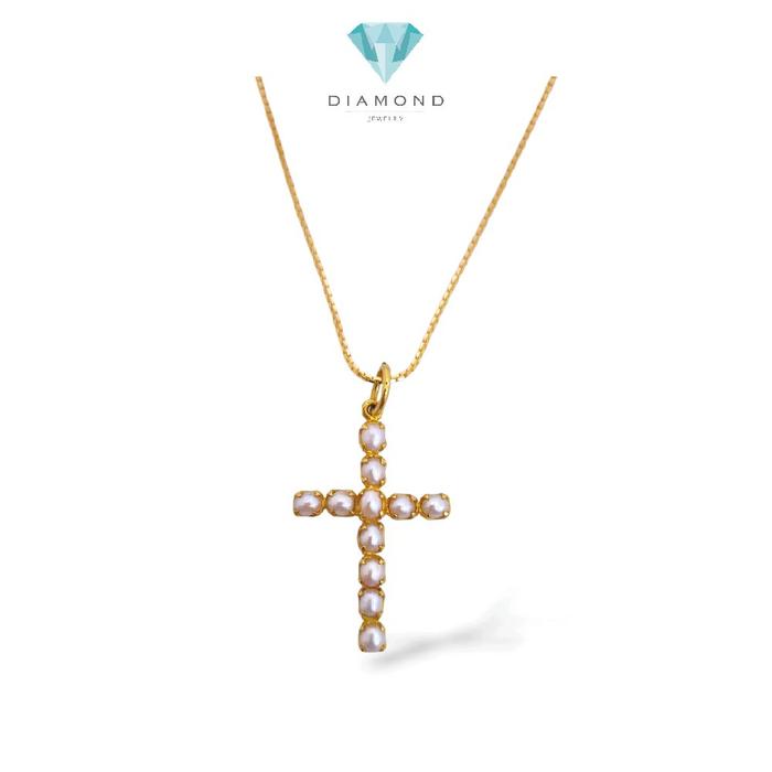 Pearl Of Cross Pendant 23K / Liontin Salib Mutiara 23K / Diamond Jewelry / 211LMSWP3