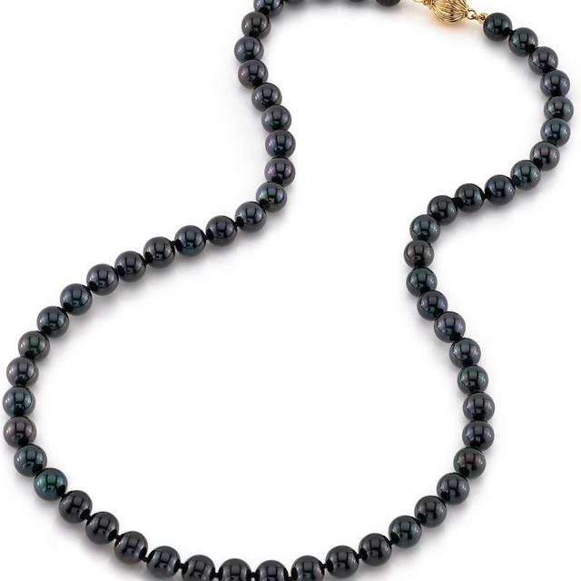 Pearl Black Akoya tennnis 7-8mm Necklace 18K / Diamond Jewelry