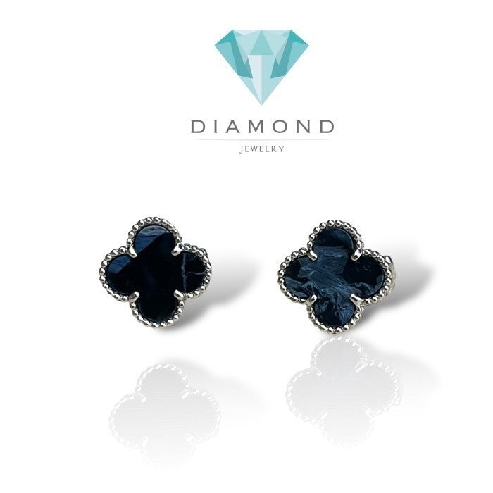 Pietersite earring 18k white gold-Diamond Jewelry