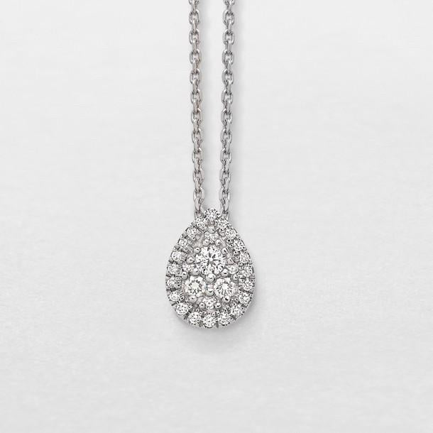 Pearshape diamond necklace 18k white gold-Diamond Jewelry