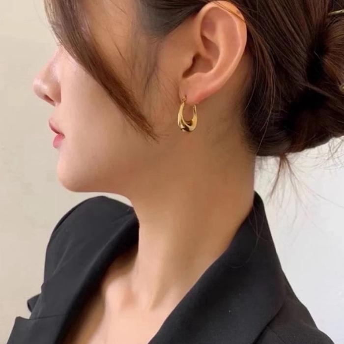 Earring Vintage Simple Hoop  Gold 18K -Diamond Jewelry-96GBD600CHLS-HT