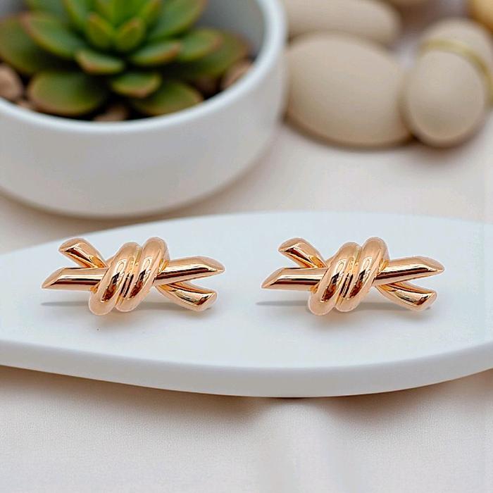 Knot Gold Earring 18K / Anting Knot 18K / Diamond Jewelry 394ABD414RY-HT