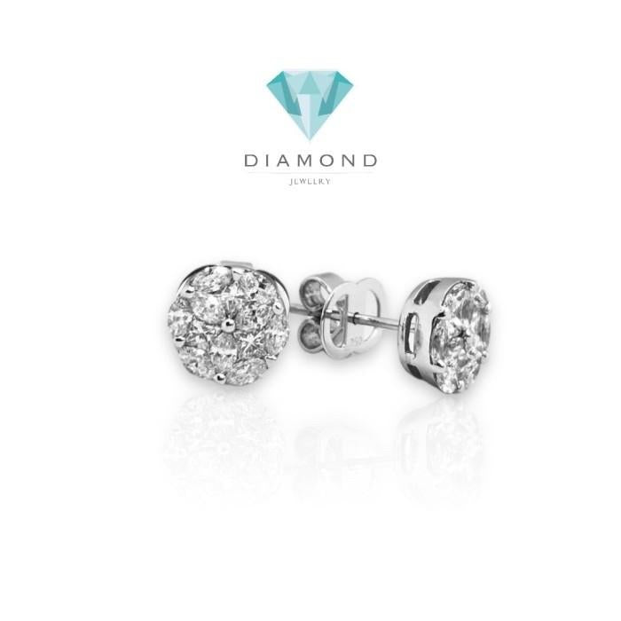 Flower Round esperansa diamond earring/anting berlian bunga espera-18k-Diamond Jewelry