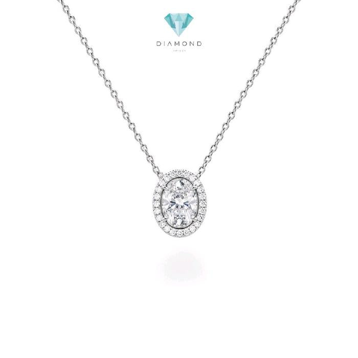 Oval Pendant Diamond 18K / Liontin Diamond Oval 18K / Diamond Jewelry / 2LBGT1240WPLS
