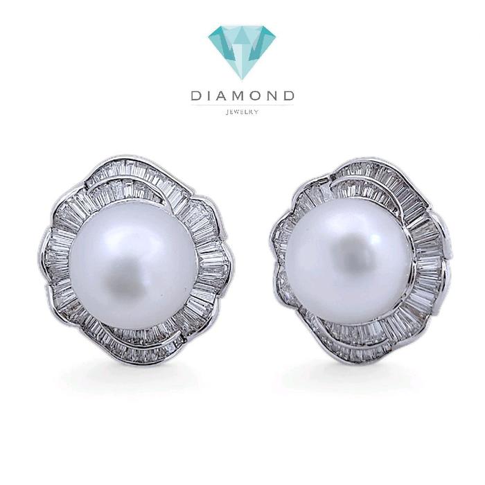 Flower Pearl Diamond Earring 18K / Diamond Jewelry 1AMKV215000WP-HT