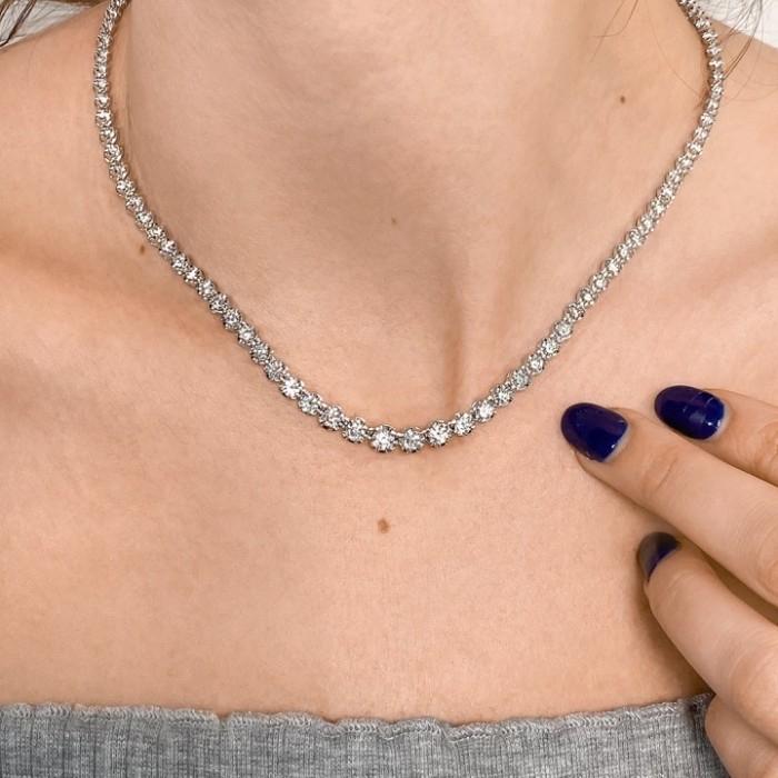 Diamond tennis 8 crt illusion necklace 18k Gold Diamond Jewelry