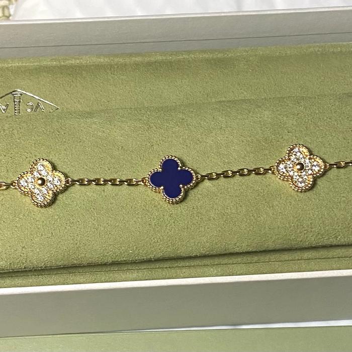 Clover blue diamond bracelet vc-Diamond Jewelry