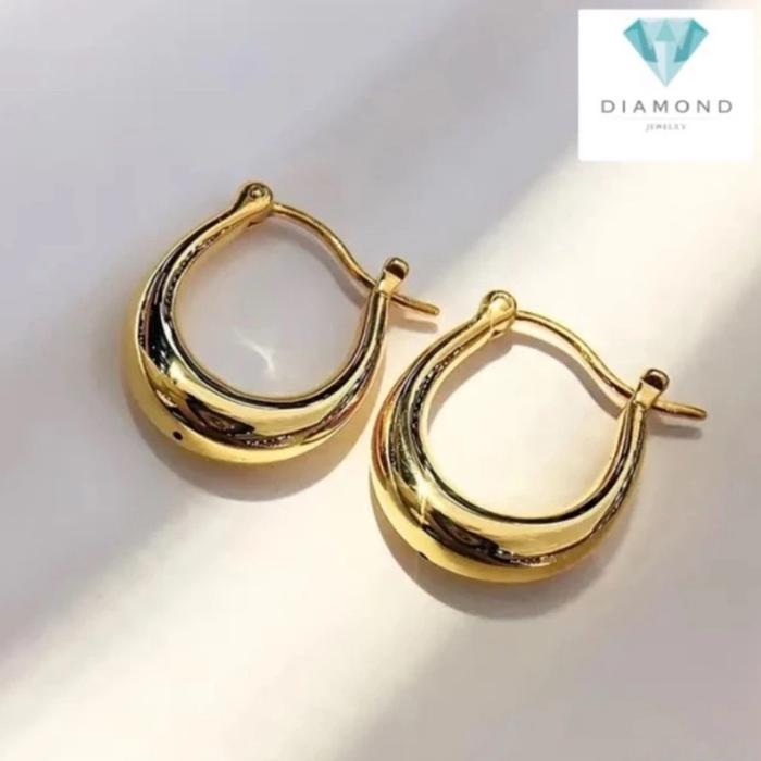 Earring Vintage Simple Hoop  Gold 18K -Diamond Jewelry-96GBD600CHLS-HT
