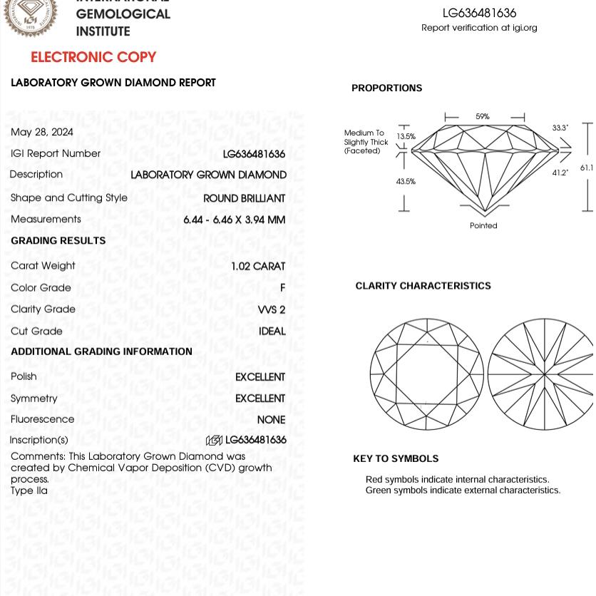 Solitaire 1CT Diamond Earring 18K LABGROWN IGI-Elsy Jewelry-1ALGLS-800ls