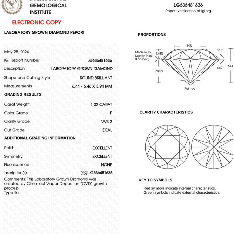 Solitaire 1CT Diamond Earring 18K LABGROWN IGI-Elsy Jewelry-1ALGLS-800ls