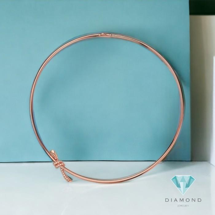 Knot choker necklace 18k rose gold-Diamond jewelry