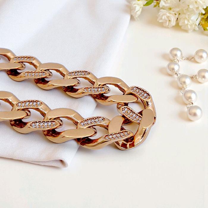 Cuba Chain Diamond Bracelet 18K / Gelang Berlian Cuba Chain 18K / Diamond Jewelry-1GB2494SDNEW-HT