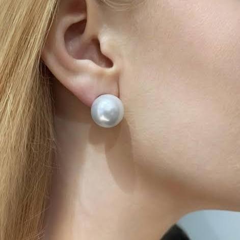 south sea pearl earring /Anting 13-15 mm 18 k gold Diamond Jewelry