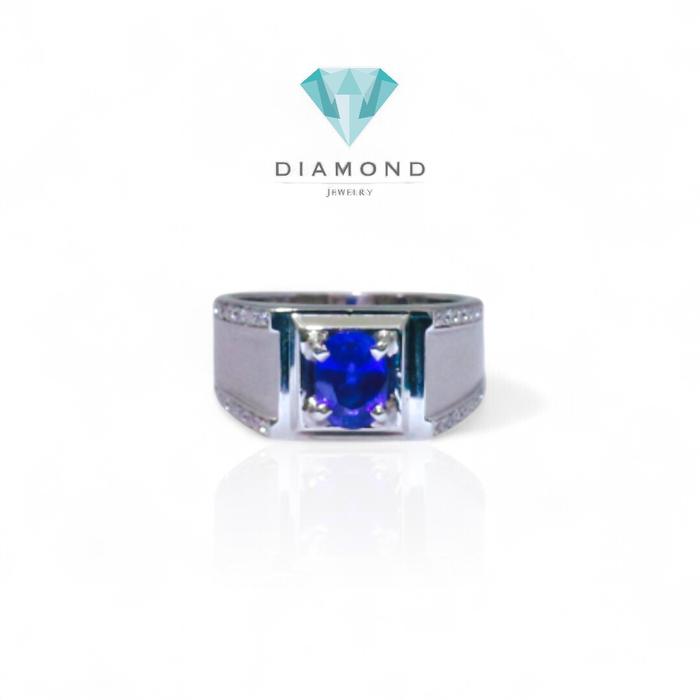Cincin  Sapphire blue safir Diamond Ring Berlian 18k-Diamond Jewelry