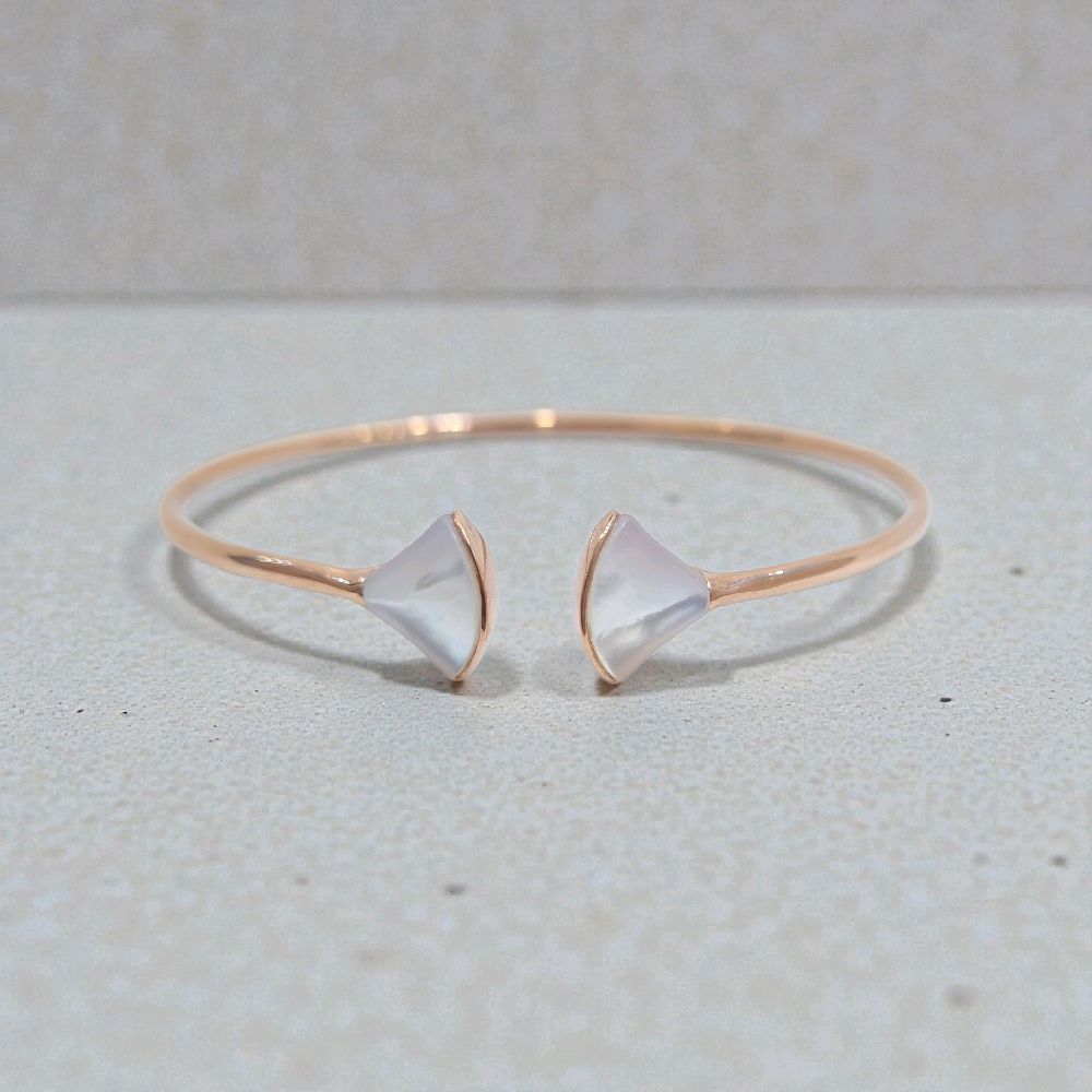 Mother Of Pearl Gold Bangle 17K / Gelang Mop 17K / Diamond Jewelry / 473GMS463LS